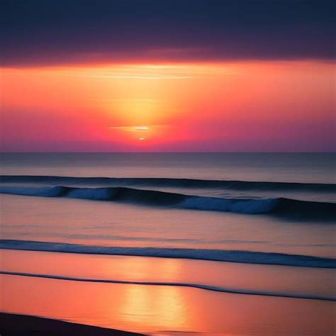 Premium Photo Serene Sunset Over A Calm Ocean With Tranquil Waves