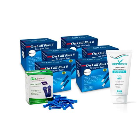 Kit Diabetes 300 Tiras On Call Plus II 100 Lancetas 1 Creme De