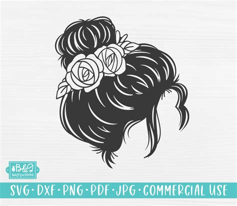 Floral Messy Bun Svg Hairdresser Svg Cut File For Cricut Or Etsy