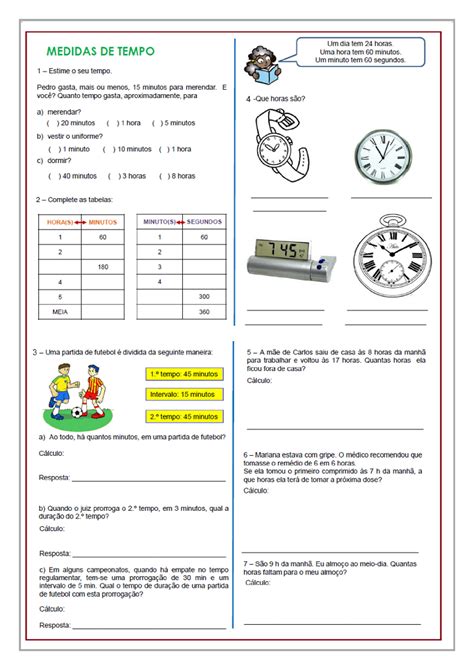 Medida De Tempo 4 Ano Atividades FDPLEARN