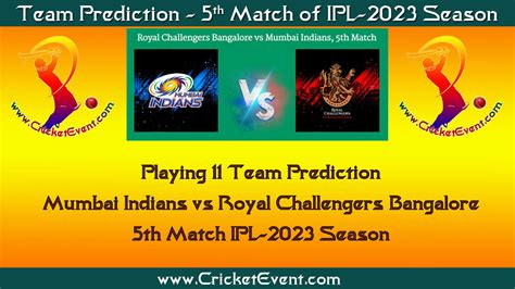 Winning Team Prediction Of 5th Match Of Ipl 2023 Season Mumbai Indians Mi Vs Royal