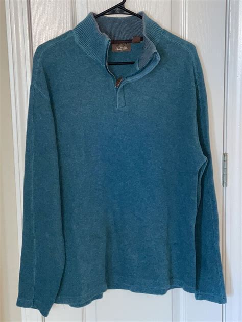 Mens Tasso Elba Teal Green 1 4 Zip Pullover Long Sleeve Shirt Size