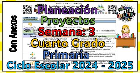 Planeaci N Did Ctica Por Proyectos Del Cuarto Grado De Primaria Semana