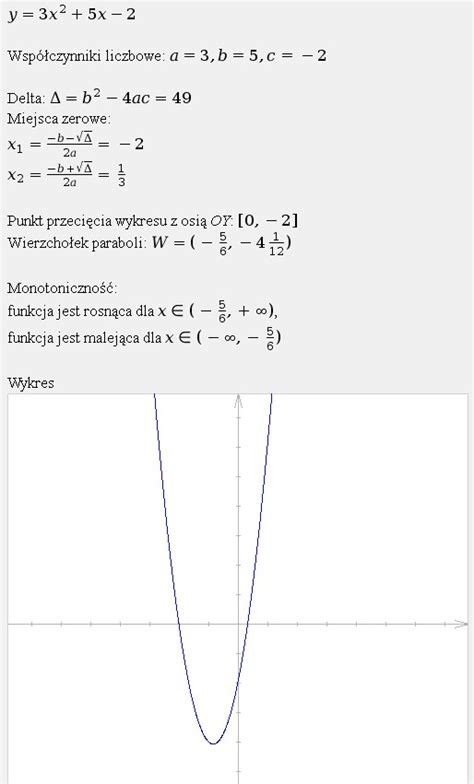 WYZNACZ ZBIÓR WARTOŚCI FUNKCJI KWADRATOWEJ y 3x² 5x 2 y 2x²