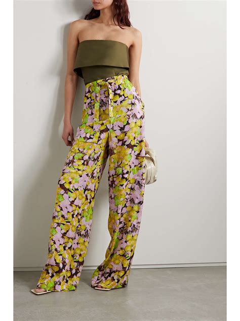 Dries Van Noten Floral Print Crepe De Chine Wide Leg Pants Net A Porter