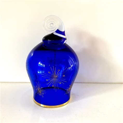 Antique Cobalt Blue Crystal Bell Cobalt Blue With Gold Etsy