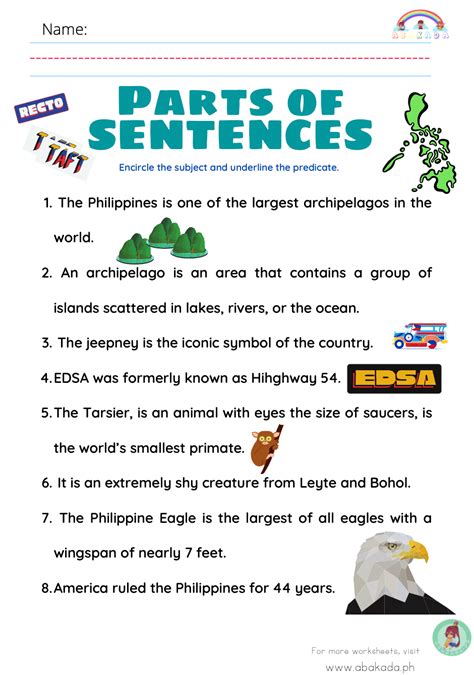 Identifying Parts Of A Sentence Practice