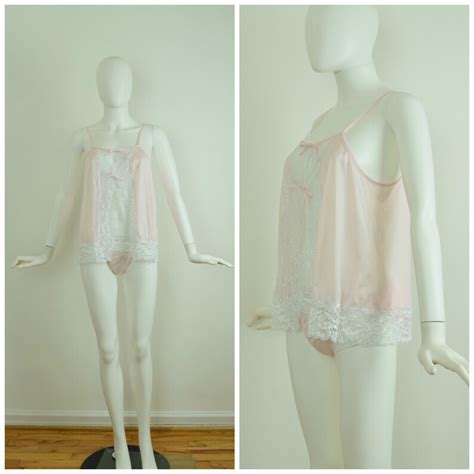 Vintage Pastel Pink Two Piece Babydoll Lingerie Set With Top Etsy