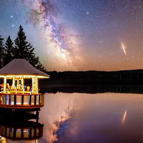 Carousel In The Middle Of A Lake Lit Up By The Stable Diffusion Openart