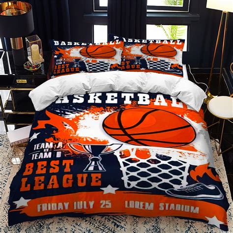 Basketball Duvet Cover Gaming Sports Bedding Set Ball Games Comforter