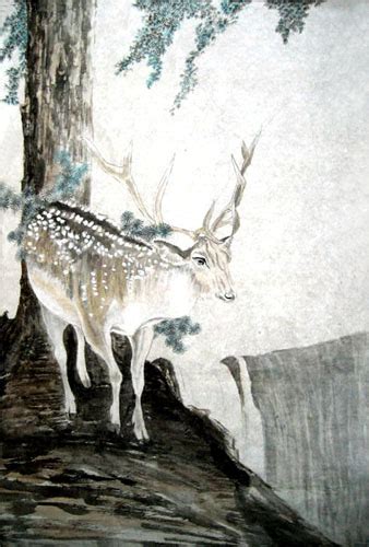 Chinese Deer Painting 0 4459001, 70cm x 100cm(27〃 x 39〃)