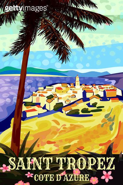 Travel Poster Saint Tropez French Cote De L Azur Coast Vintage Resort