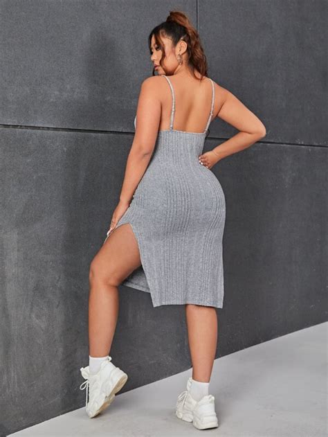 Shein Ezwear Plus Split Thigh Cami Dress Shein Usa