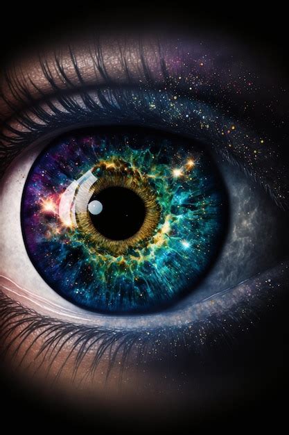 Primer Plano Del Ojo De Una Persona Con Una Galaxia En El Fondo Ai