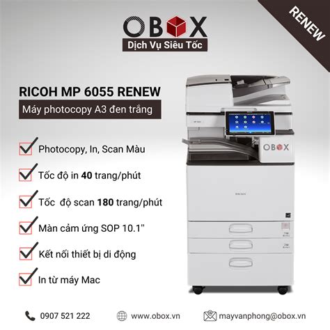 Máy photocopy in đa năng đen trắng A3 Ricoh MP 6055 Renew