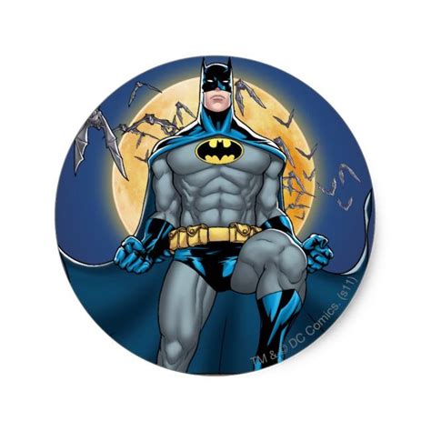 Batman Scenes Moon Front View Classic Round Sticker Ad Spon