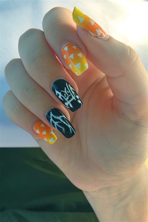 Anime Inspired Nails Demon Slayer Unhas Decoradas Art Acrylic Designs Easy Kawaii Ideias Cute