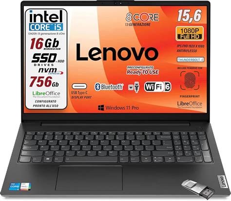 Lenovo Pc Portatile Intel Core I5 Ram 32 Gb SSD 1 Tb Pronto All Uso