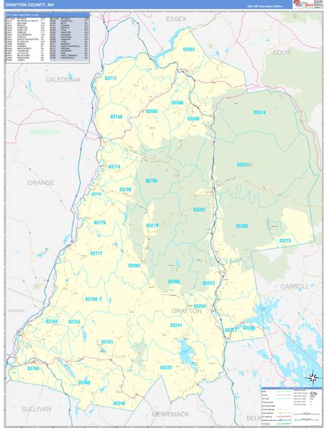 Wall Maps Of Grafton County New Hampshire