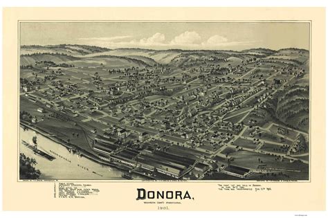 an old, black and white map of the city of donora is shown in this image