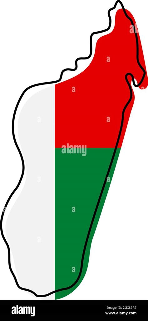 Stilisierte Bersichtskarte Von Madagaskar Mit Nationalflaggensymbol