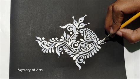 Beautiful Alpana Design On Paper Drawing On Black Paper Aipan Design