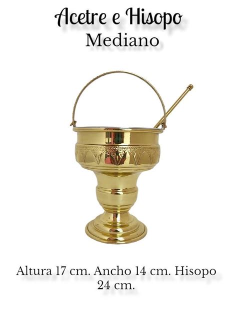 Acetre E Hisopo Para Agua Bendita Mediano Laton 1 750 Agua