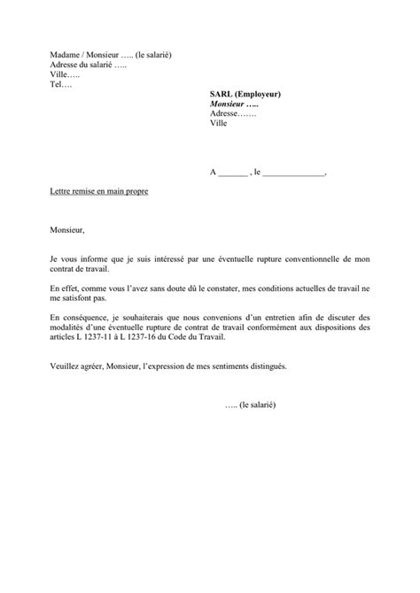 Exemple De Lettre De Rupture Conventionnelle Mod Le Gratuit De Lettre