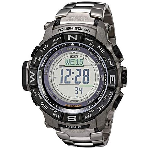 Casio Pro Trek Men S Triple Sensor Atomic Solar Watch Titanium Band