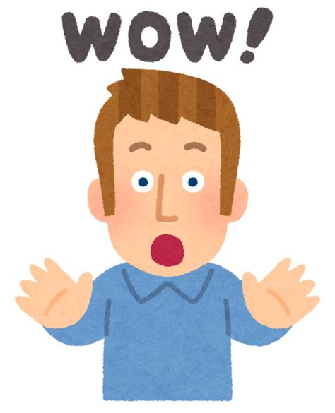 無料イラスト かわいいフリー素材集 「wow」と驚く白人男性のイラスト