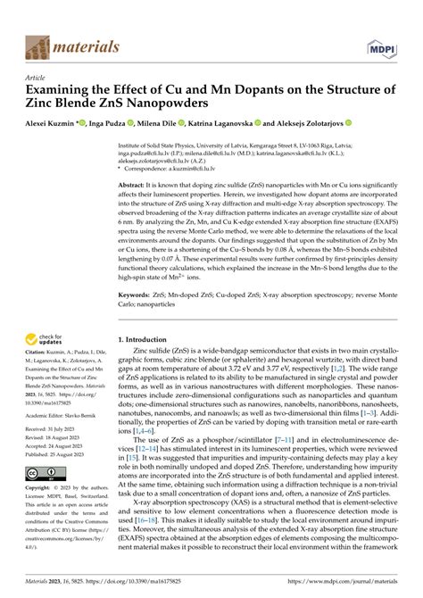 PDF Examining The Effect Of Cu And Mn Dopants On The Structure Of