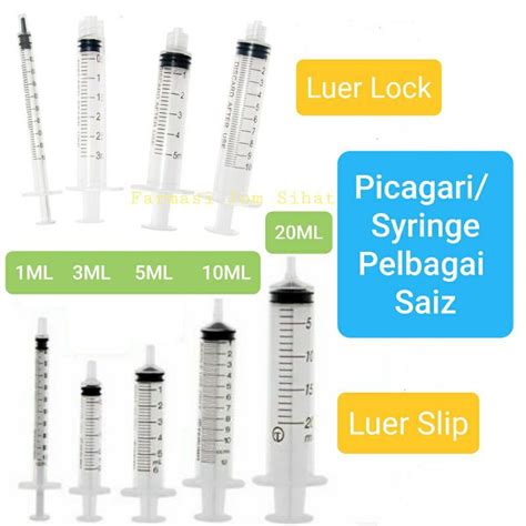 Picagari Disposable Syringe 1ml 3ml 3cc 5ml 5cc 10ml 10cc 20ml Luer