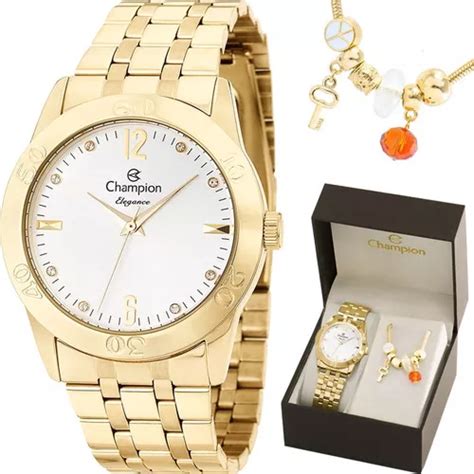 Reloj De Pulsera Champion Elegance An Logo De Cuerpo Color Dorado