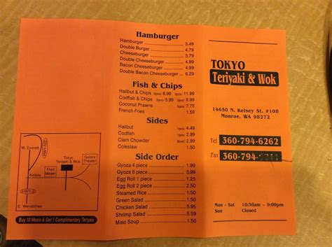 Menu At Tokyo Teriyaki And Wok Restaurant Monroe