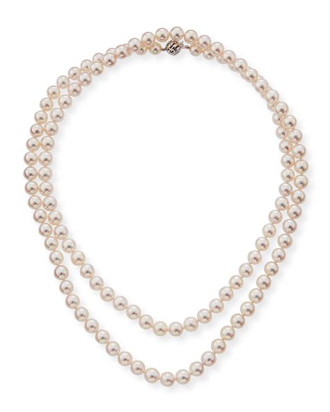 Belpearl 18k Single Strand Akoya Pearl Necklace 7 5mm Neiman Marcus