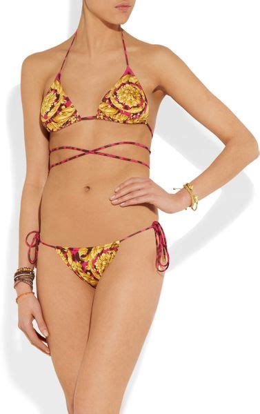 Versace Printed Triangle Bikini In Pink Lyst