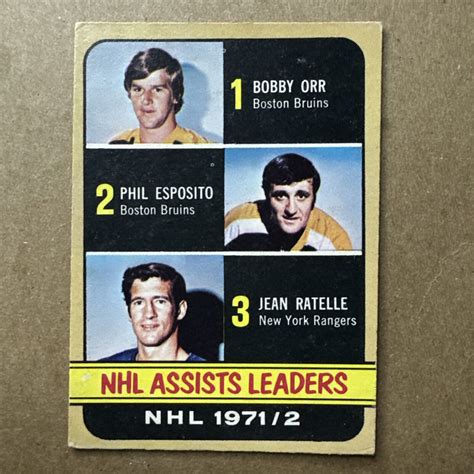 O Pee Chee Orr Esposito Ratelle Nhl Assist Leaders Hockey Card