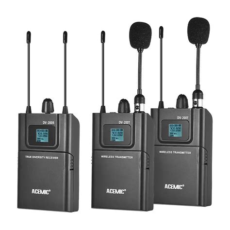 DV200 Dual Channel UHF Wireless Microphone System for Canon Nikon Sony ...