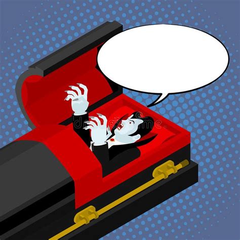 Dracula In Coffin Pop Art Style Bubble For Text Vampire Count Vector