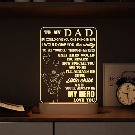 Veilleuse En Acrylique Veilleuse Gravure Led Cadeau Pour Papa