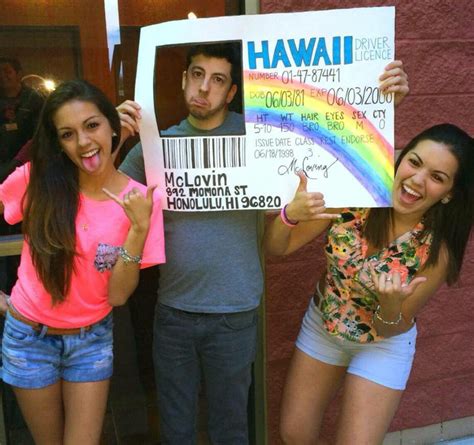 Homemade McLovin fake ID out of a poster board. Complete with McLovin ...