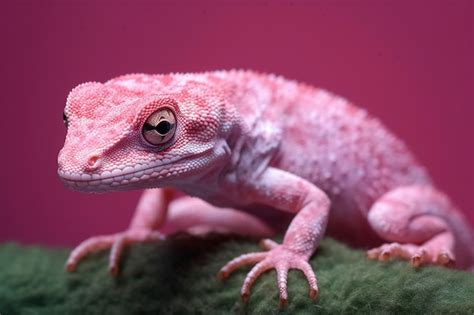 Premium Photo | Pink leopard gecko hemidactylus isolated on pink background