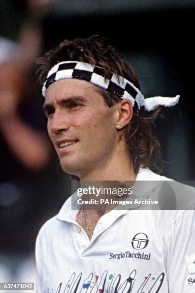 Australian Tennis Player Pat Cash About To Serve Against His Opponent