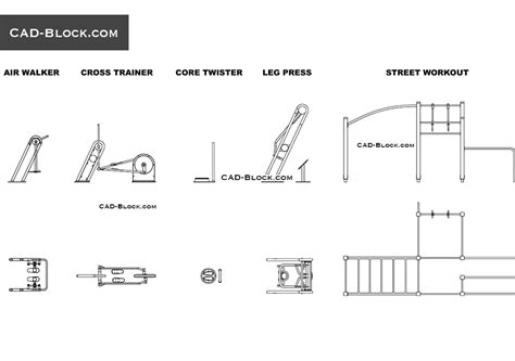 Outdoor Gym Equipment Free Cad Blocks