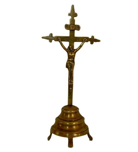 French Antique Bronze Altar Standing Crucifix S In Tall French