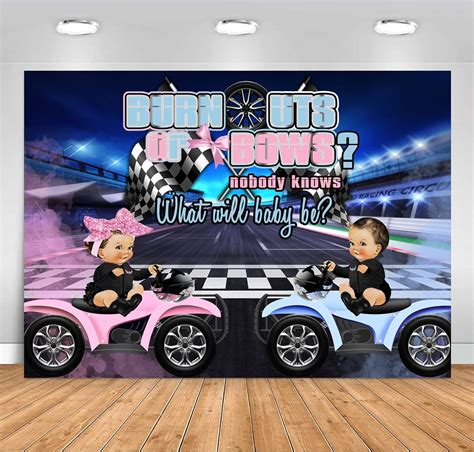 Sensfun Wheeler Burnouts Or Bows Gender Reveal Backdrop