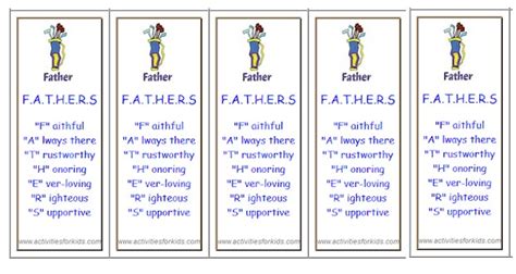 Printable Father's Day Bookmarks - Easy Classroom printout