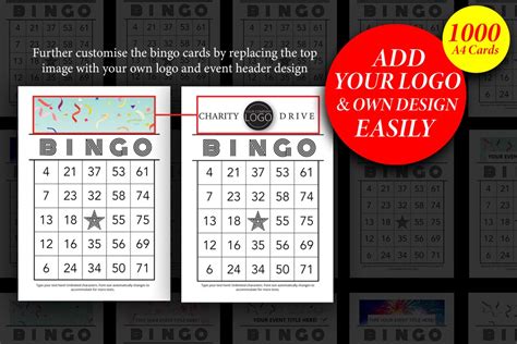 Editable Bingo Card Template Printable Customisable Bingo Card Charity ...