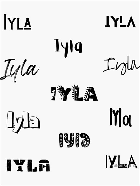 Iyla Stickers In 10 Different Fonts Sticker For Sale By Magleen