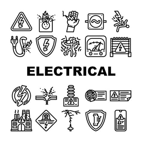 Premium Vector Electrical Danger Voltage Icons Set Vector